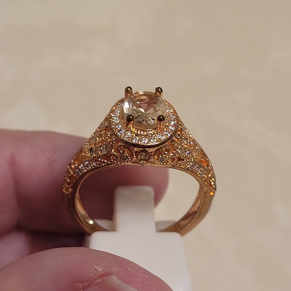 Rose Gold and CZ Oval Cut Ring Size 8 - Picture 5 of 7
